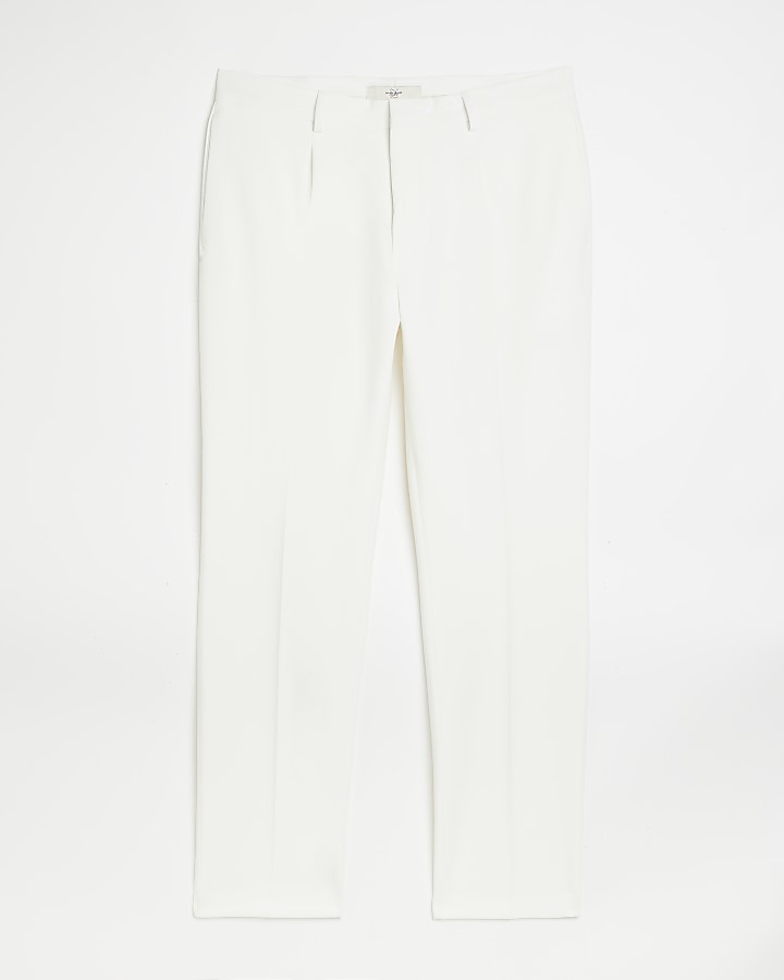 White slim fit premium suit trousers