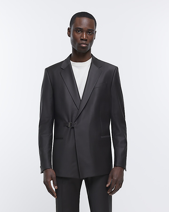 Brown slim fit wool wrap premium suit jacket