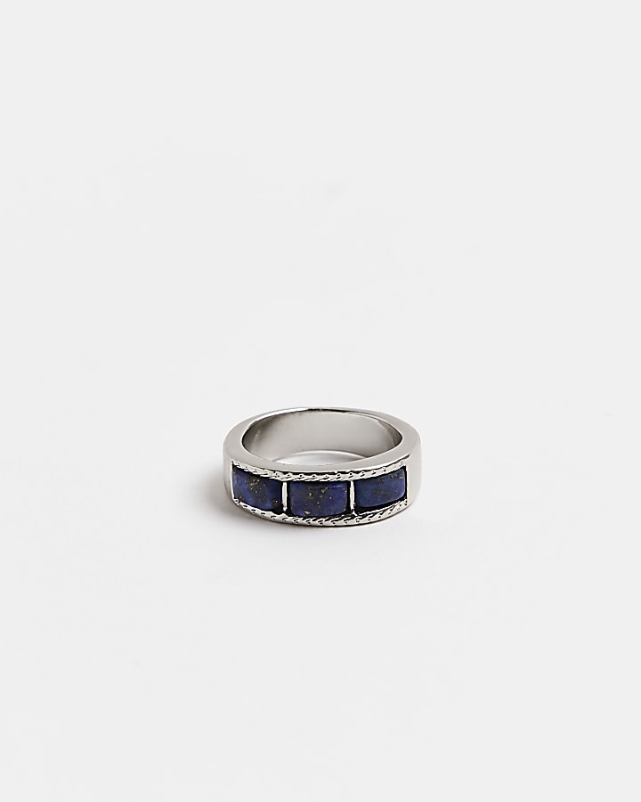 Blue stone detail ring River Island