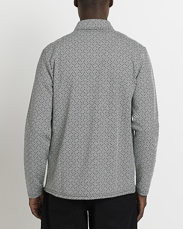 Black Slim fit Monogram print shirt