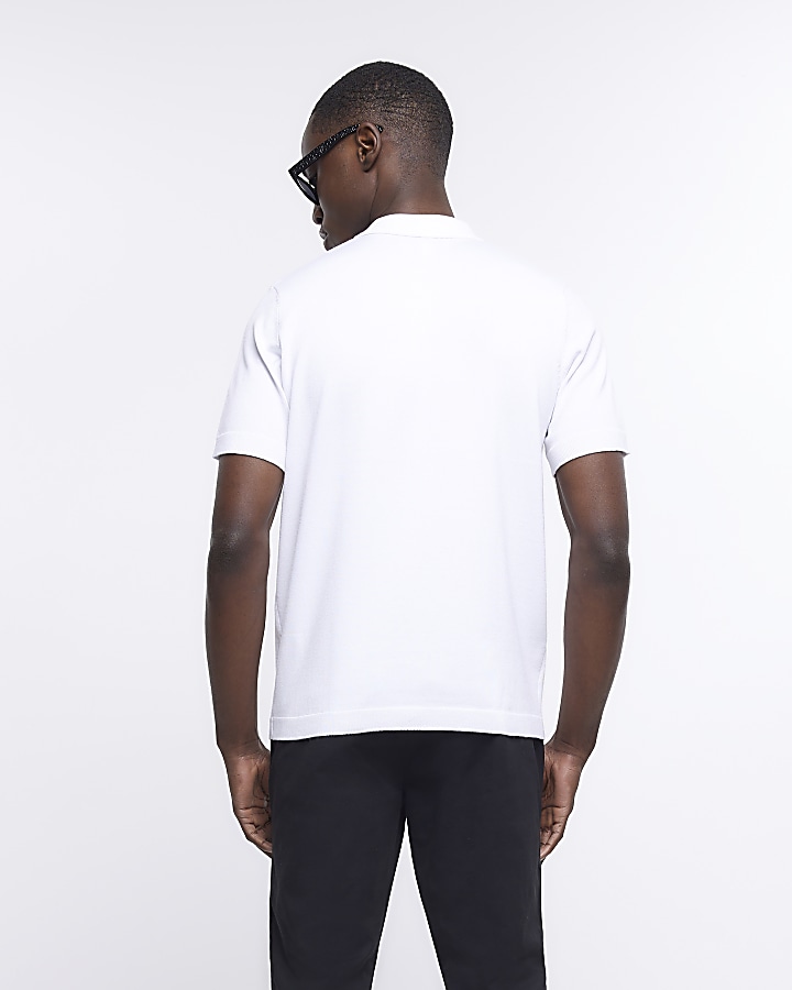 White slim fit buttoned polo shirt