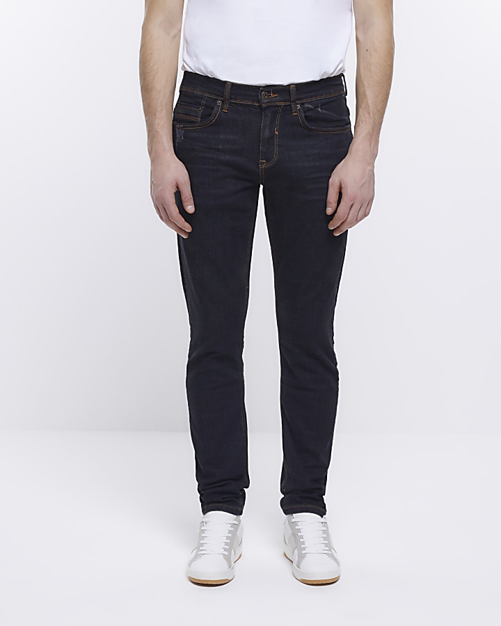 Dark blue premium relaxed skinny fit jeans