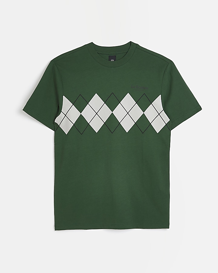 Green Slim fit Argyle print T-shirt