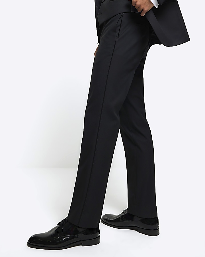 Black slim fit tuxe suit trousers