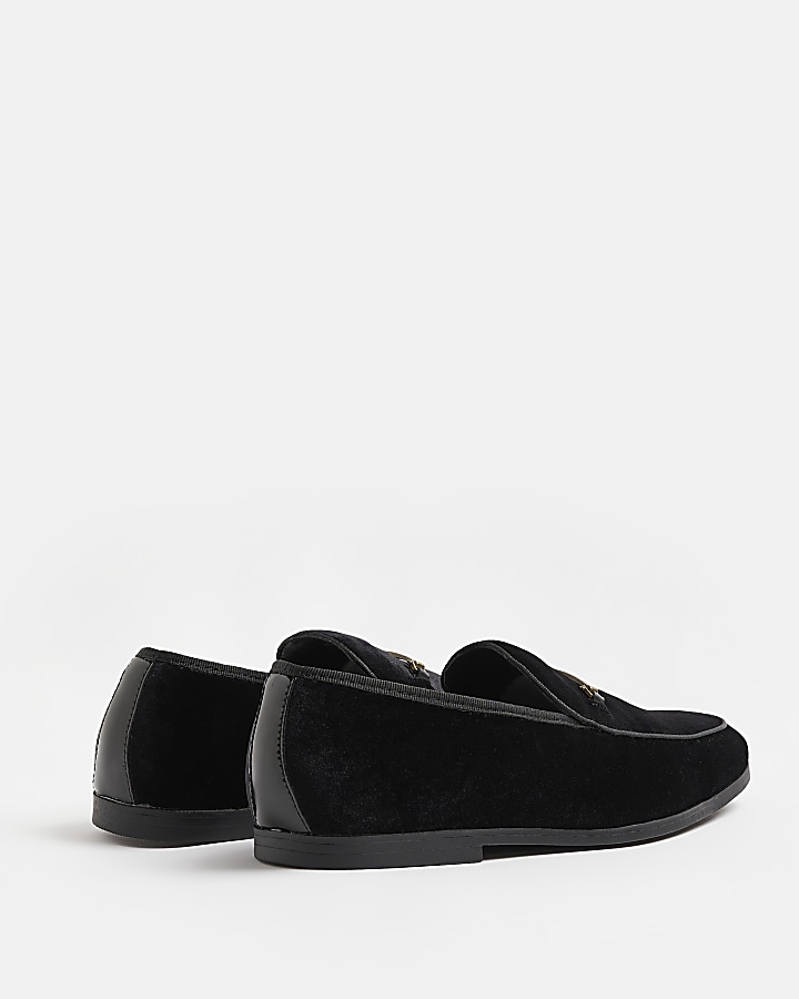 Black Velvet Snaffle Loafers