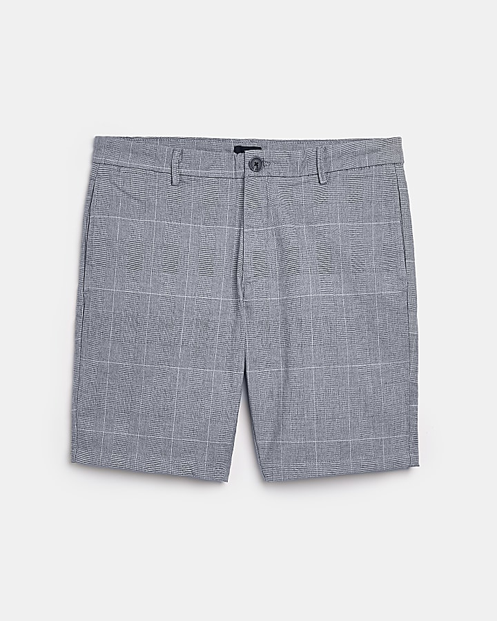 Grey slim fit Check chino Shorts