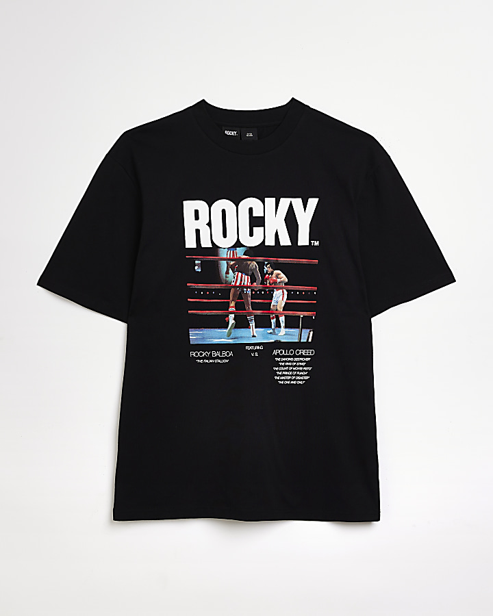 Black Regular fit Rocky graphic t-shirt