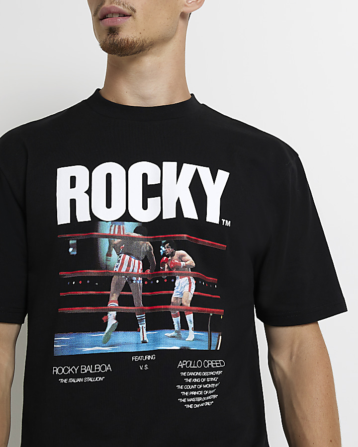 Black Regular fit Rocky graphic t-shirt