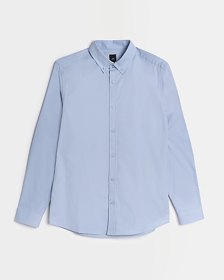 Light blue Slim fit Stretch Oxford shirt