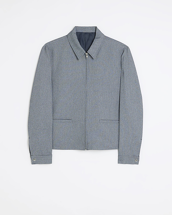 Grey regular fit zip Harrington jacket River Island