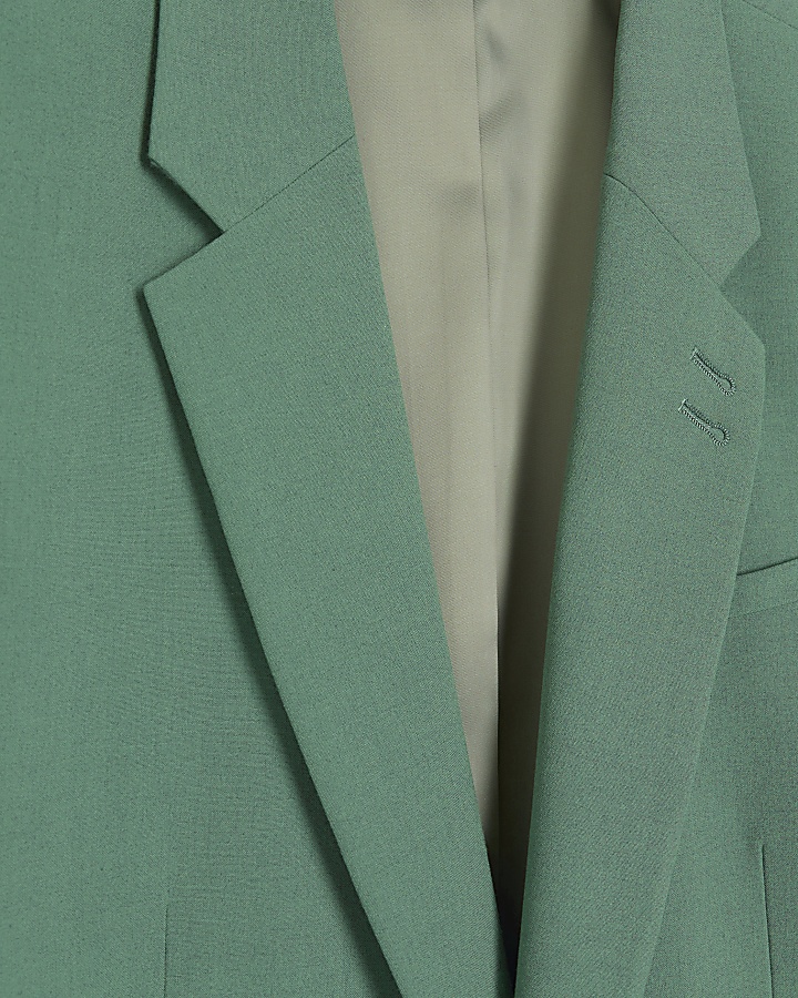 Green slim fit single breasted suit jacket
