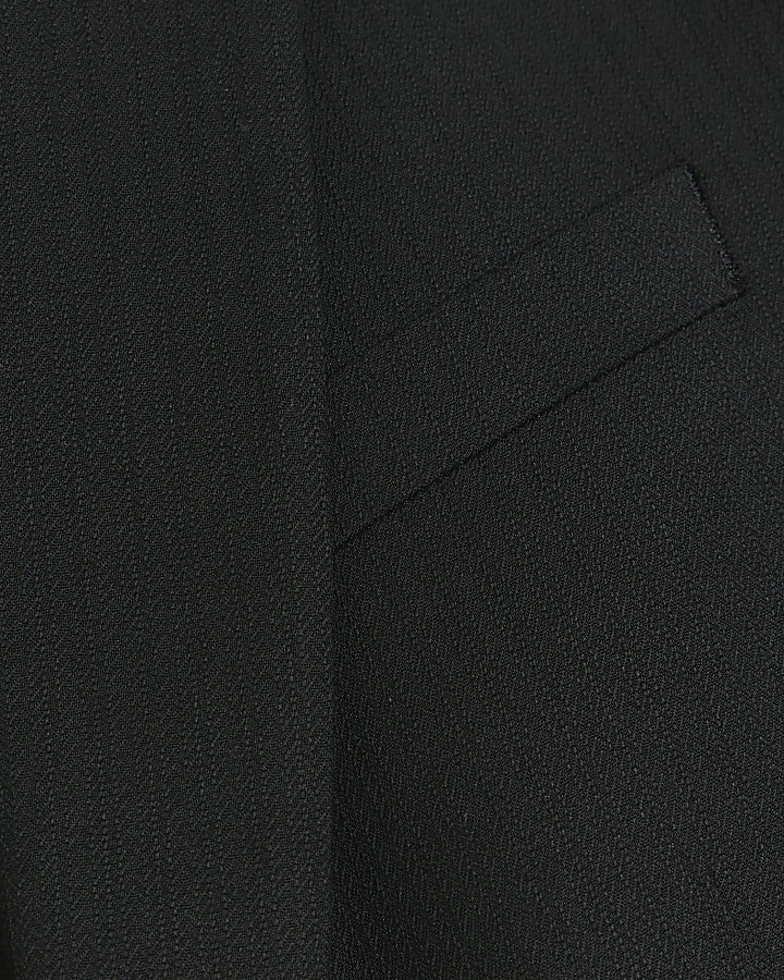 Black skinny fit herringbone suit jacket | River Island