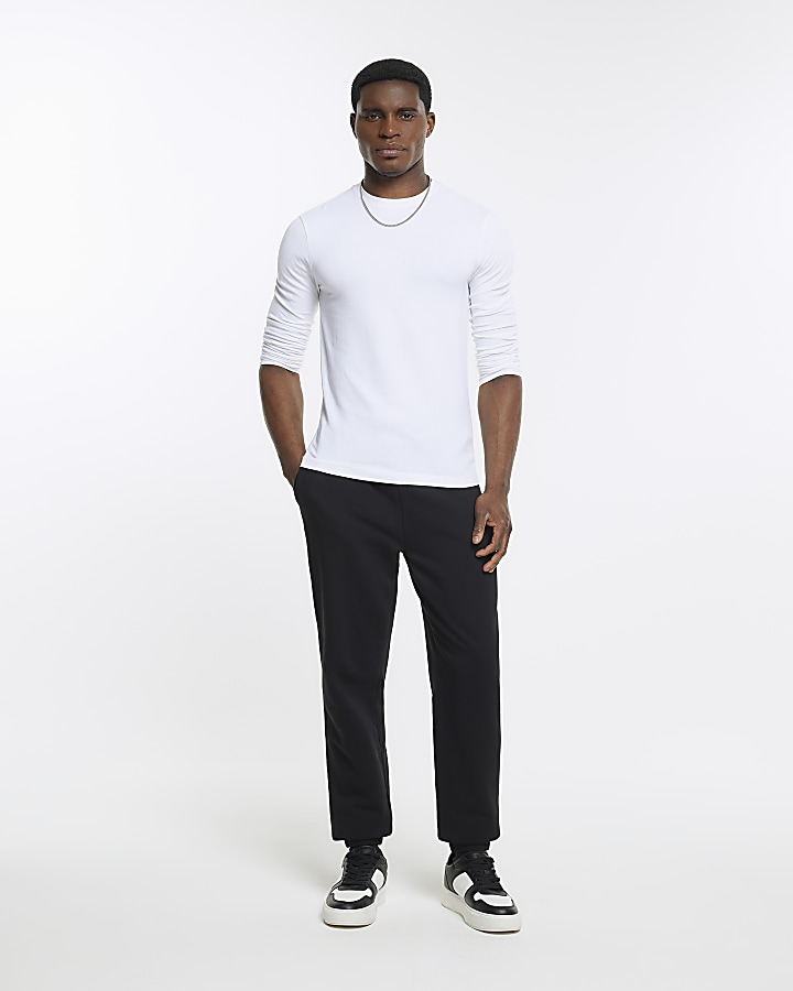 White muscle fit long sleeve t-shirt | River Island