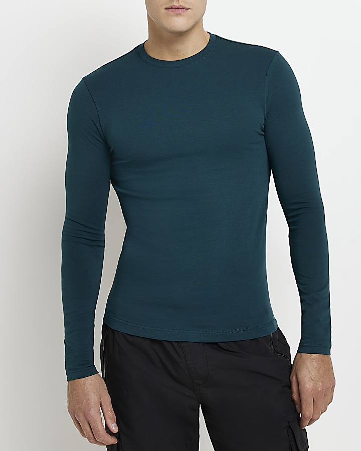 Green Muscle fit long sleeve t-shirt