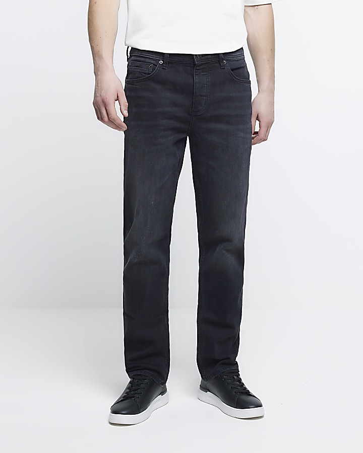 Black Straight fit jeans | River Island
