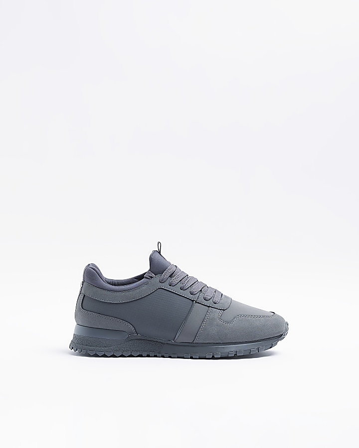 Grey embossed runner trainers