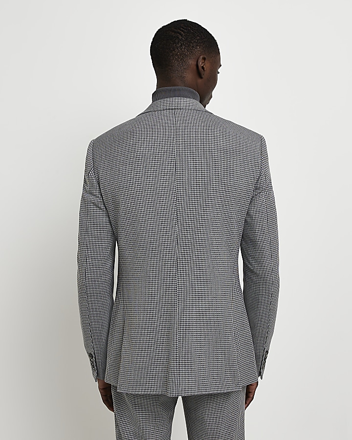 Grey ​Skinny fit textured suit jacket