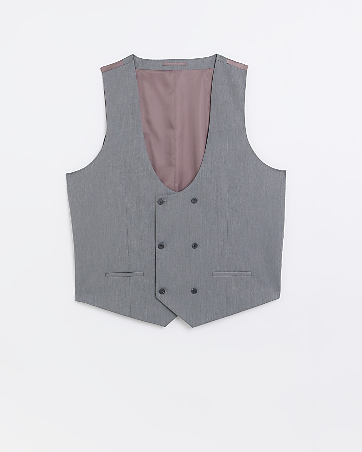 Big & Tall grey skinny fit waistcoat