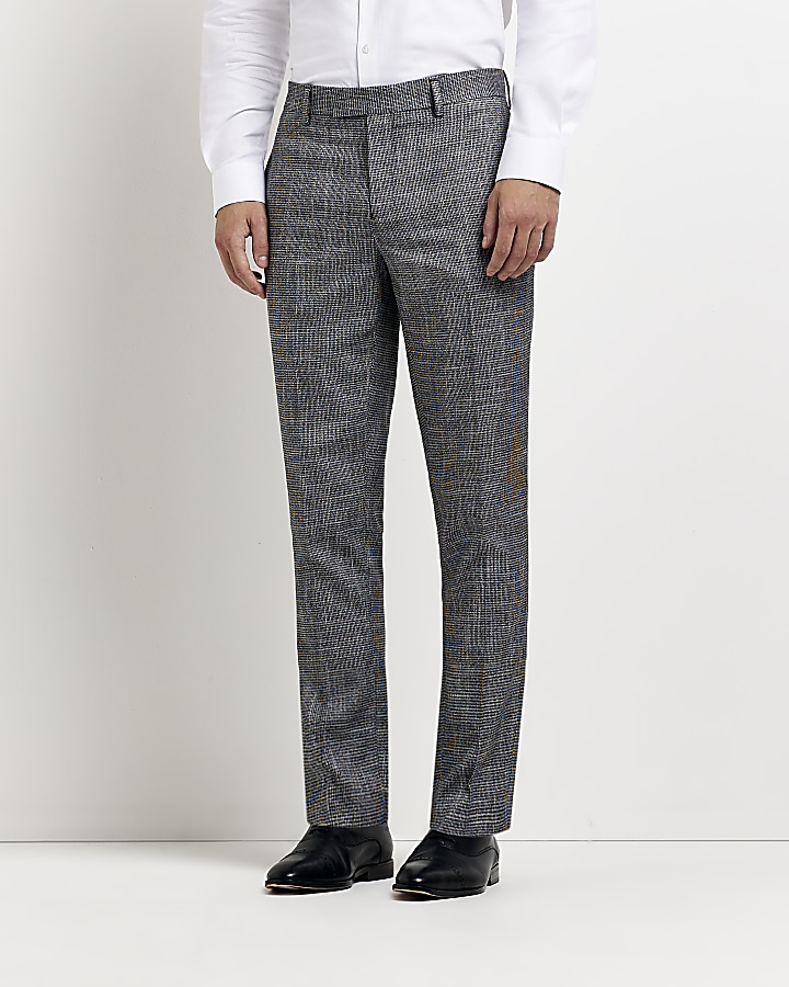 Grey Skinny fit HoundsTooth suit Trousers