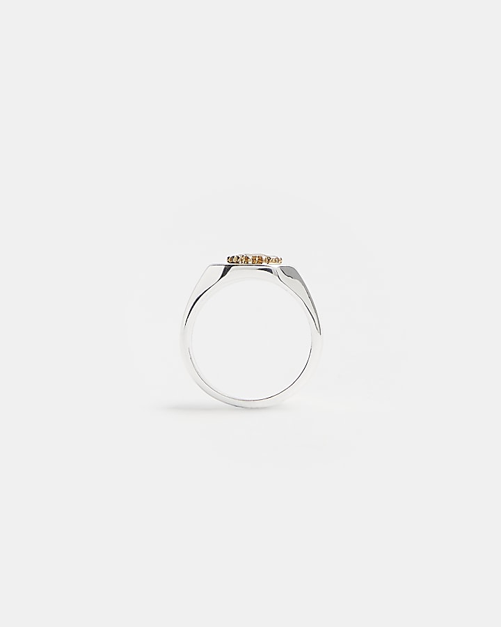 Silver colour Square Signet Ring