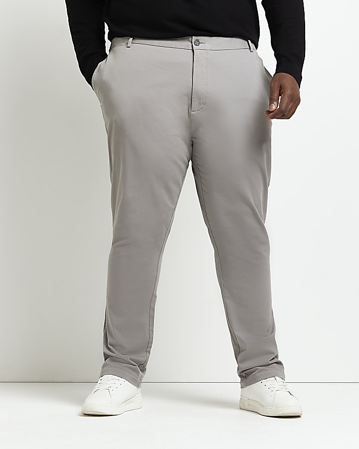 Big & Tall grey slim fit smart chinos