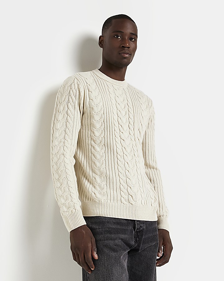 Slim fit cable hot sale knit sweater