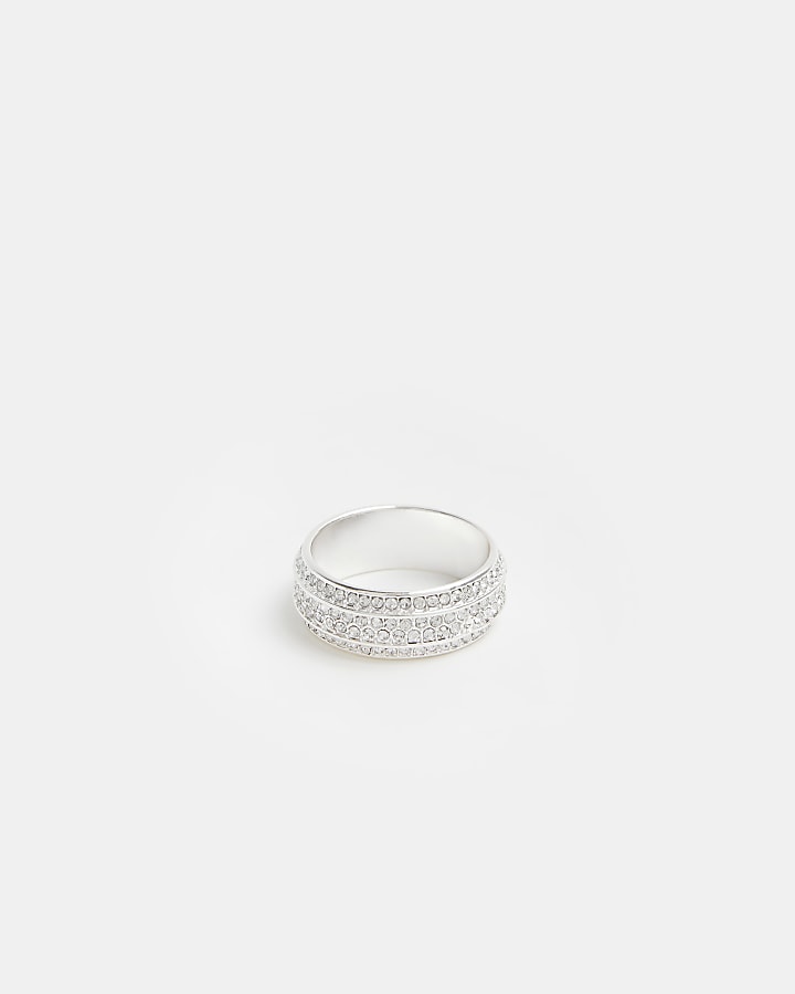 Silver Plated Crystal Ring | River Island