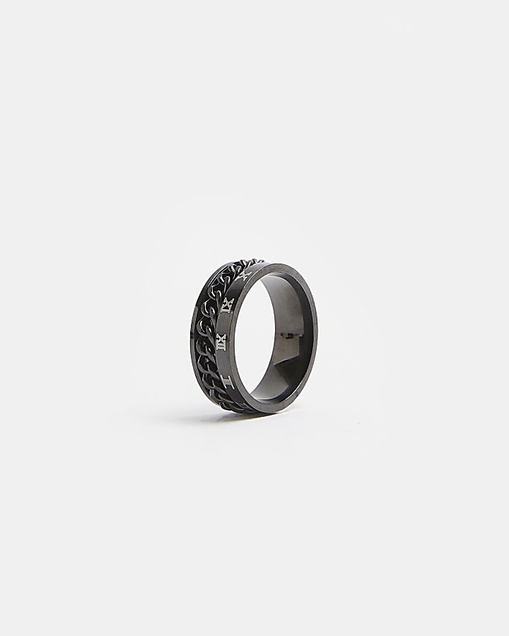 Black Stainless Steel Chain Spinner Ring