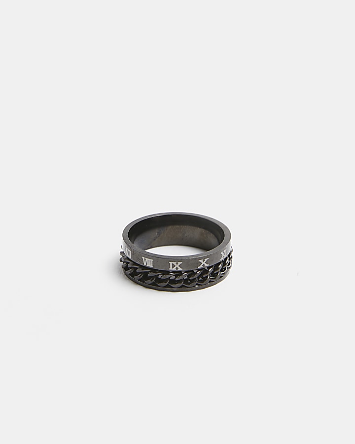 Black Stainless Steel Chain Spinner Ring