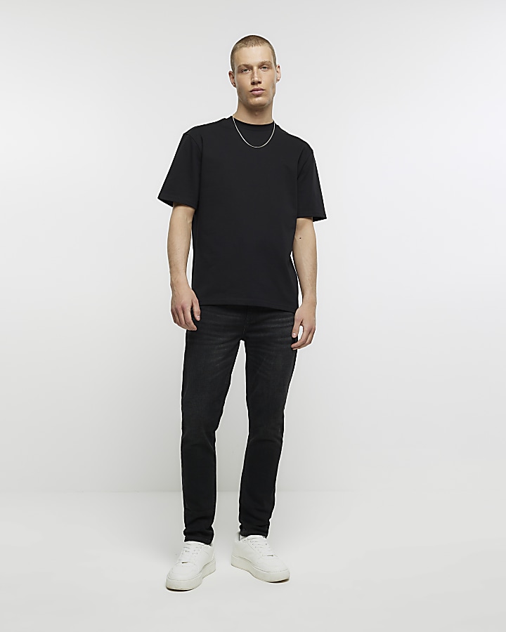 Washed black skinny fit jeans