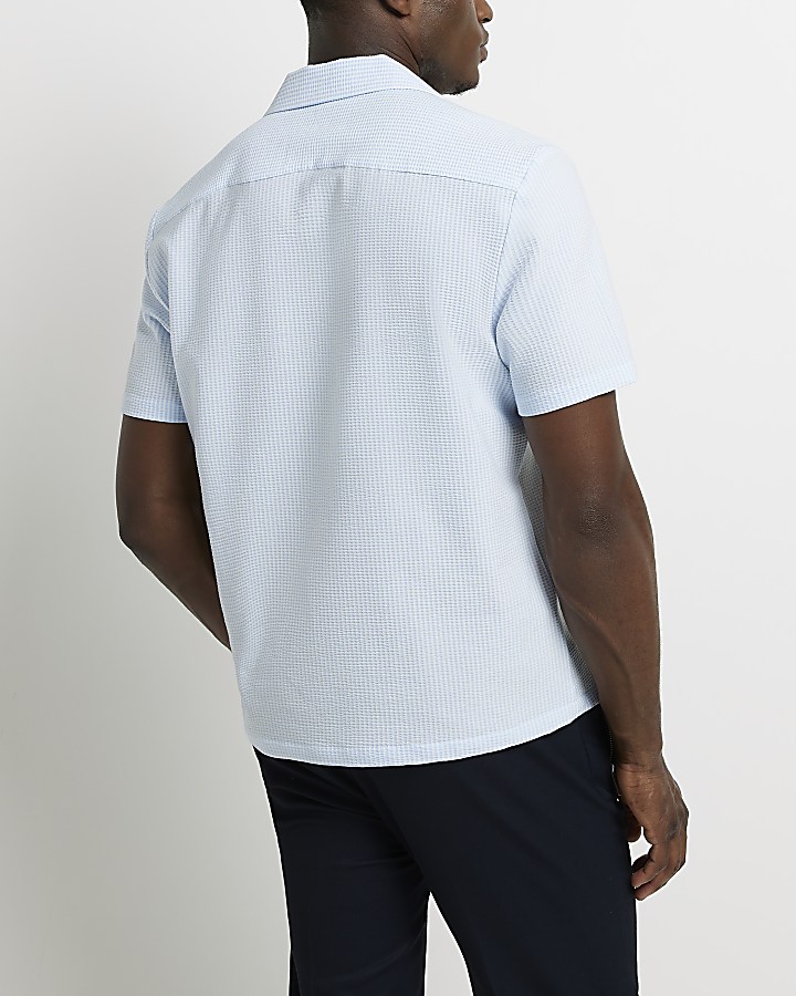Blue Regular fit Textured revere Shirt