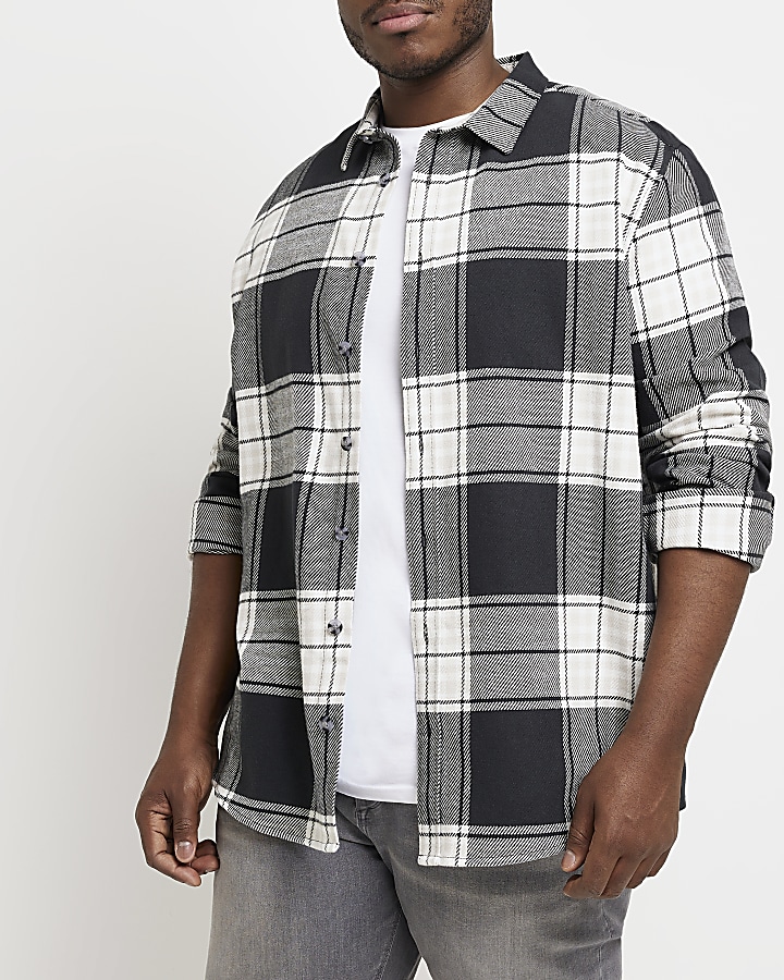 Big & Tall black regular fit check shirt