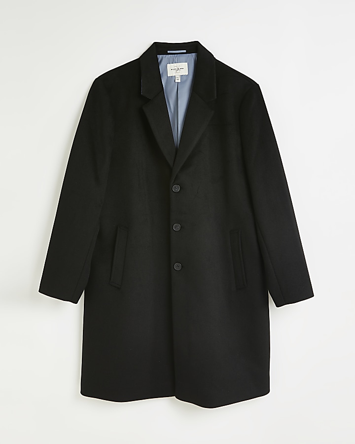 Big & Tall regular fit wool overcoat River Island