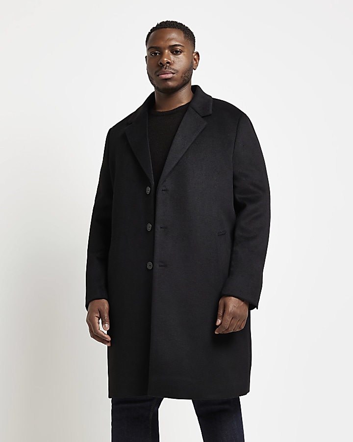 Big & Tall regular fit wool overcoat | River Island