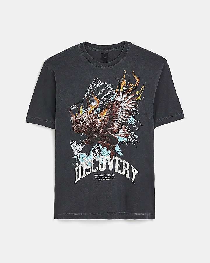 Grey Oversized fit Eagle Graphic t-shirt