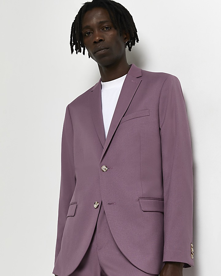 Pink super skinny fit suit jacket