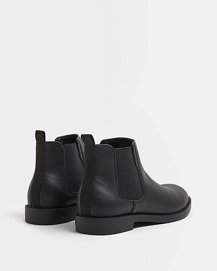 Black Wide fit Faux leather Chelsea Boots