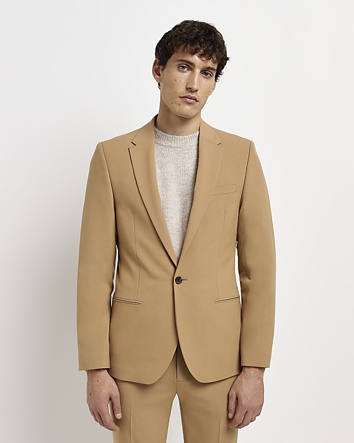 Brown Super Skinny fit Suit Jacket