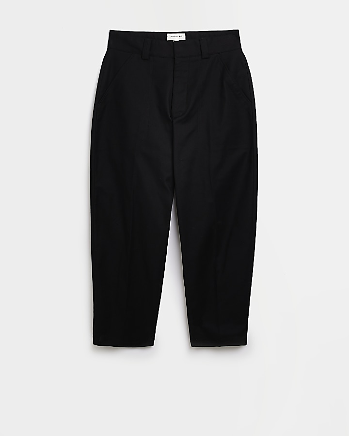 Black Tapered fit Twill Trousers