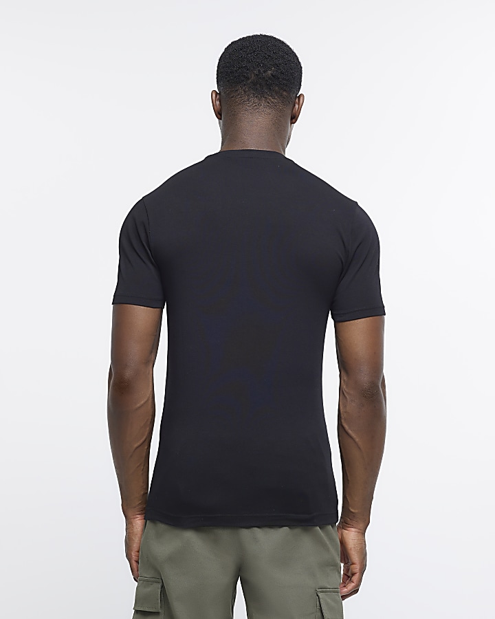 Black Muscle Fit T-shirt 2 Pack | River Island
