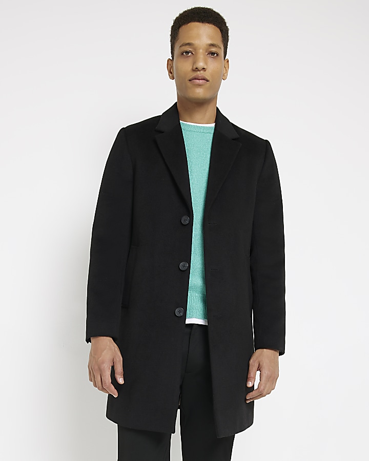 Black single breasted overcoat