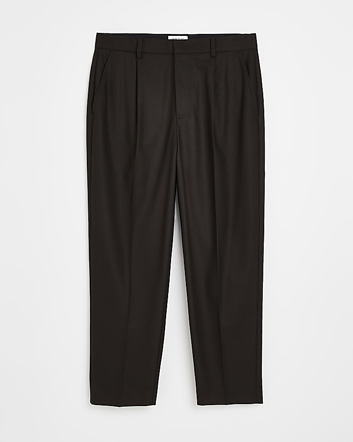 Brown Tapered fit Twill Trousers