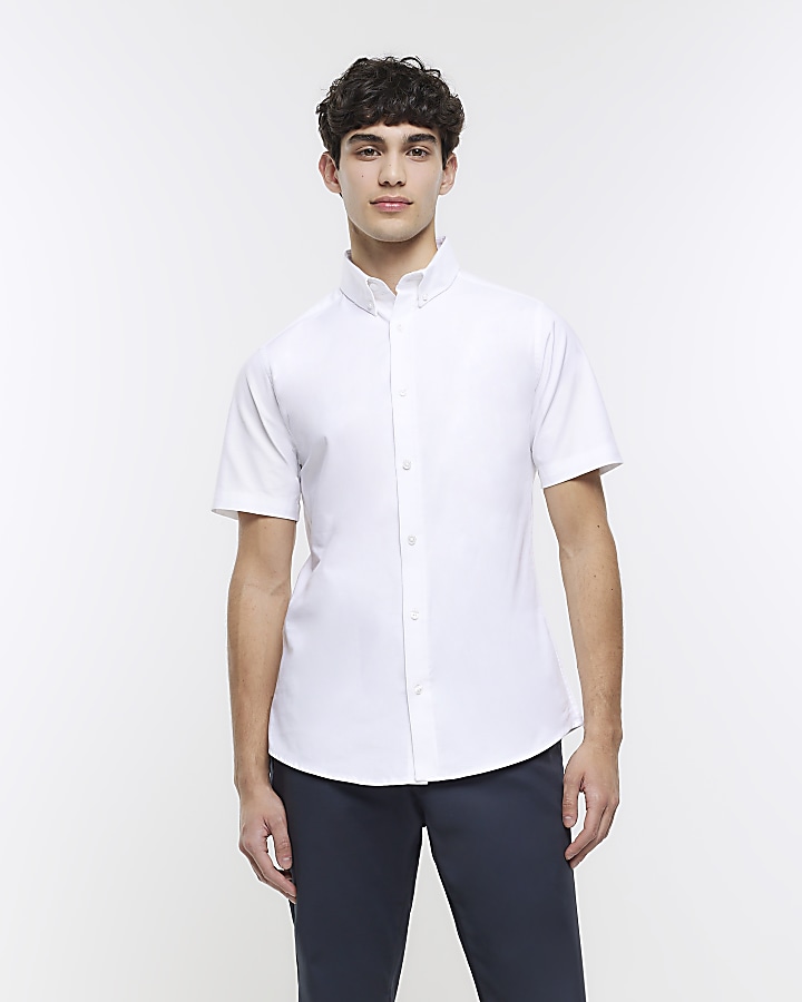 Stretch oxford muscle outlet fit shirt