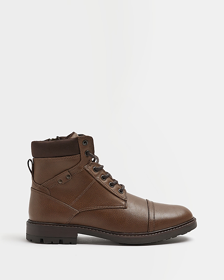 Brown lace up boots