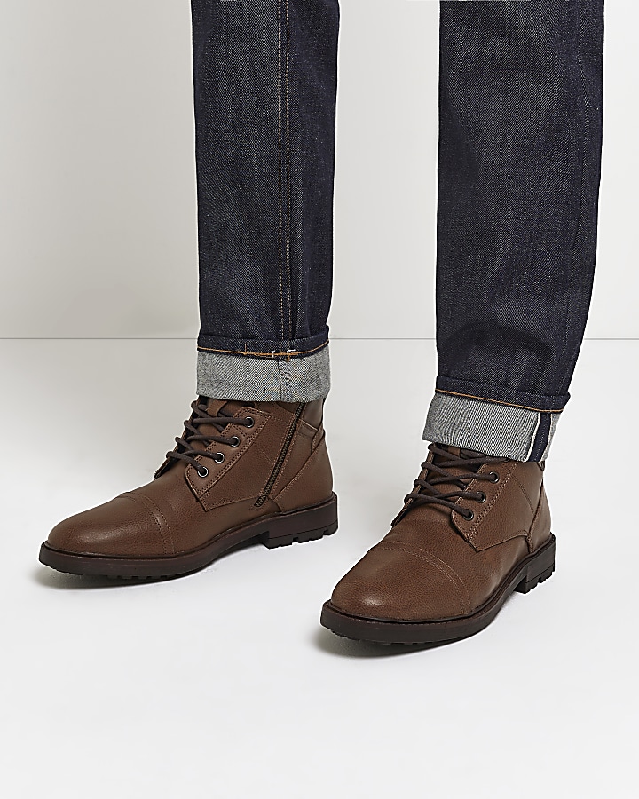 Brown lace up boots | River Island
