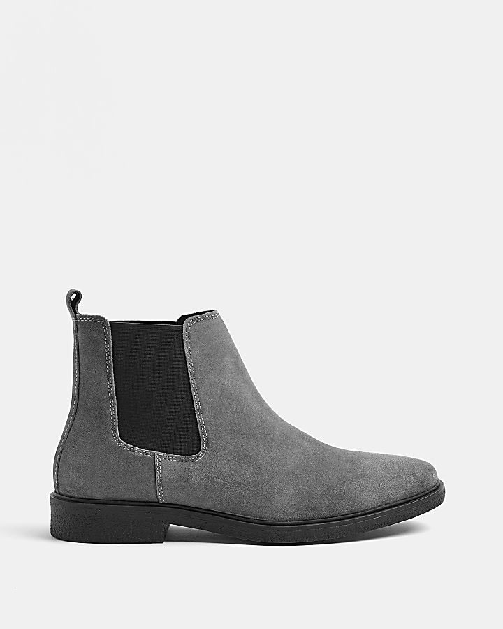 Grey Suede Chelsea Boots