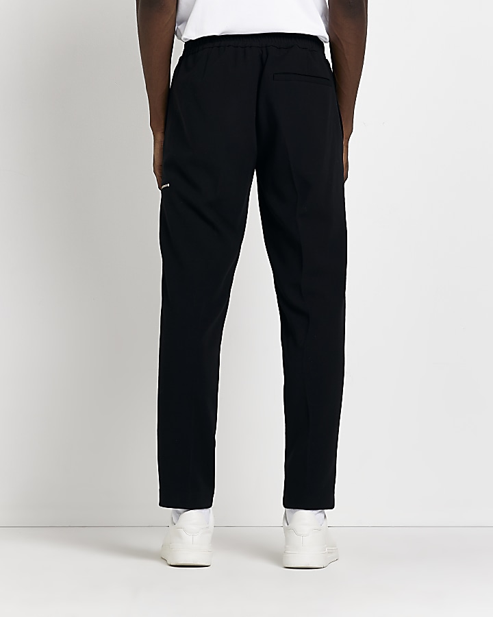 Black slim fit smart cargo trousers