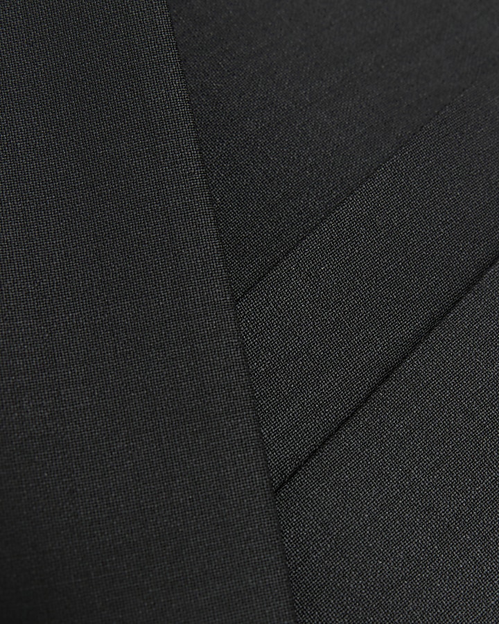 Black slim fit wool premium suit jacket