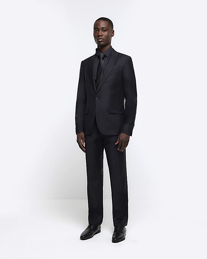 Black slim fit wool premium suit jacket | River Island