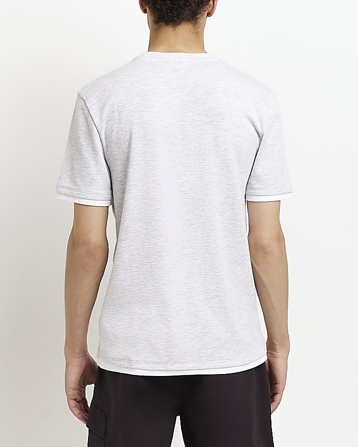 Grey slim fit double layer t-shirt